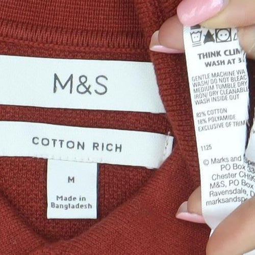 Marks and Spencer Men's Brown Cotton Polo Shirt M Short Sleeve
