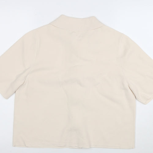 Marks and Spencer Women Beige L Cardigan Short Sleeve Flower Button Knit