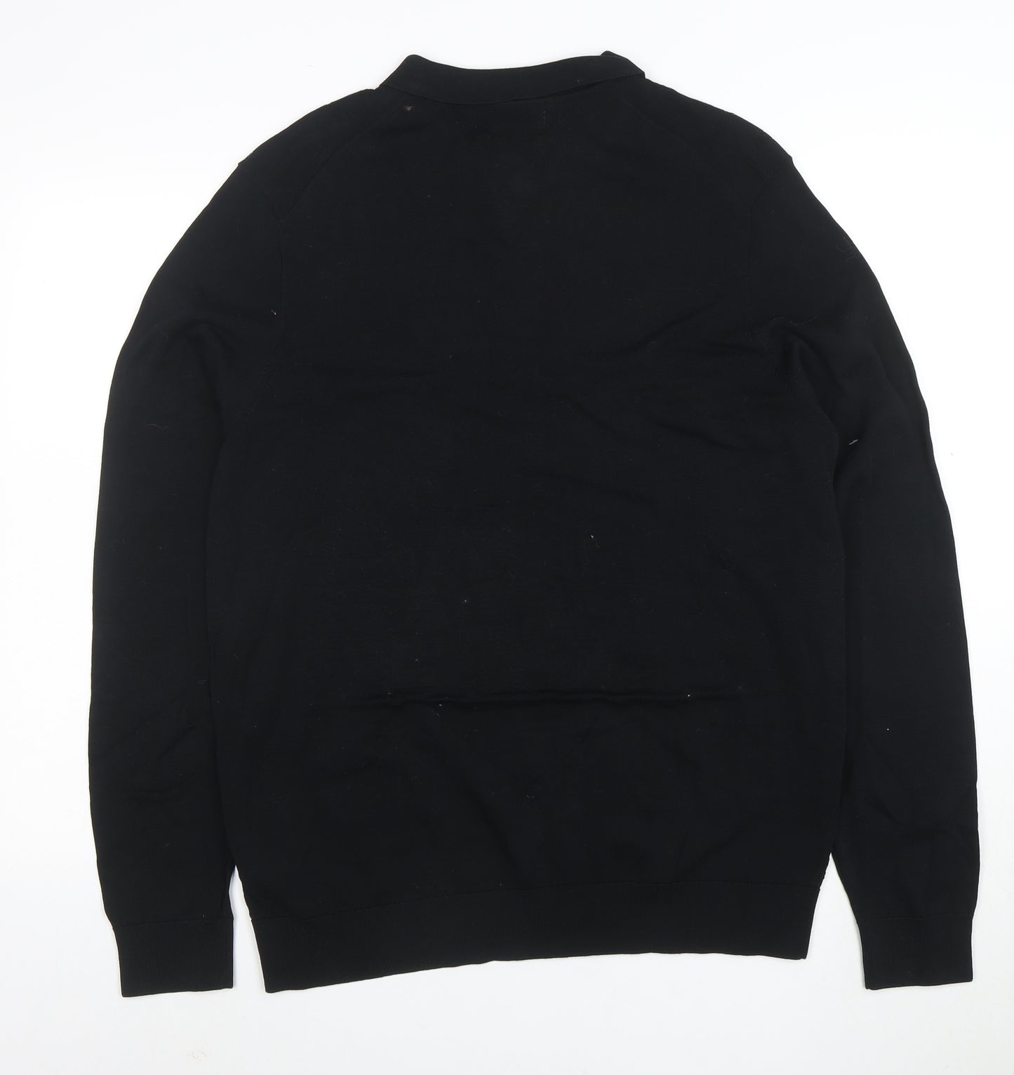Marks and Spencer Autograph Mens Black Long Sleeve 1/4 Zip Polo L