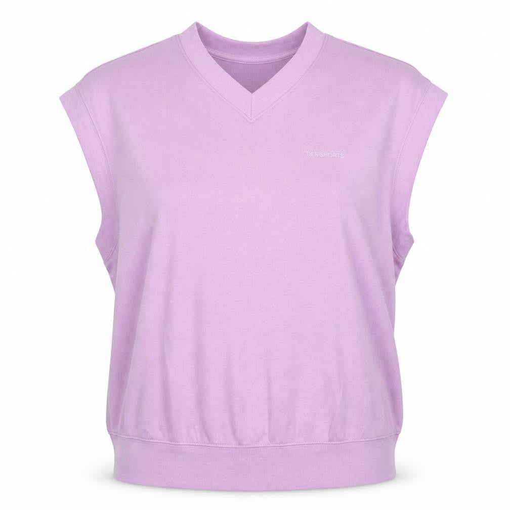 Front view of Divided Women's Purple Sleeveless V-Neck Basic T-Shirt M
