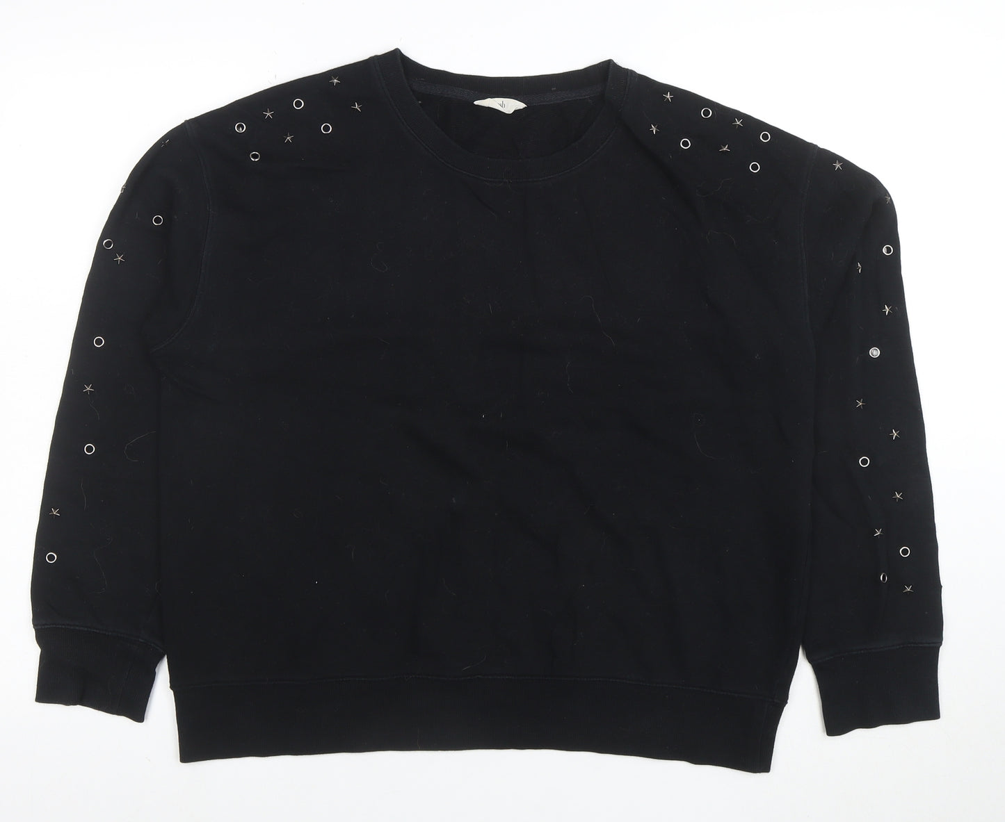 Hush Womens Black Studded Relaxed Pullover Sweatshirt Size L