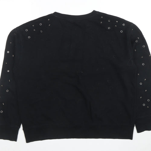 Hush Womens Black Studded Relaxed Pullover Sweatshirt Size L