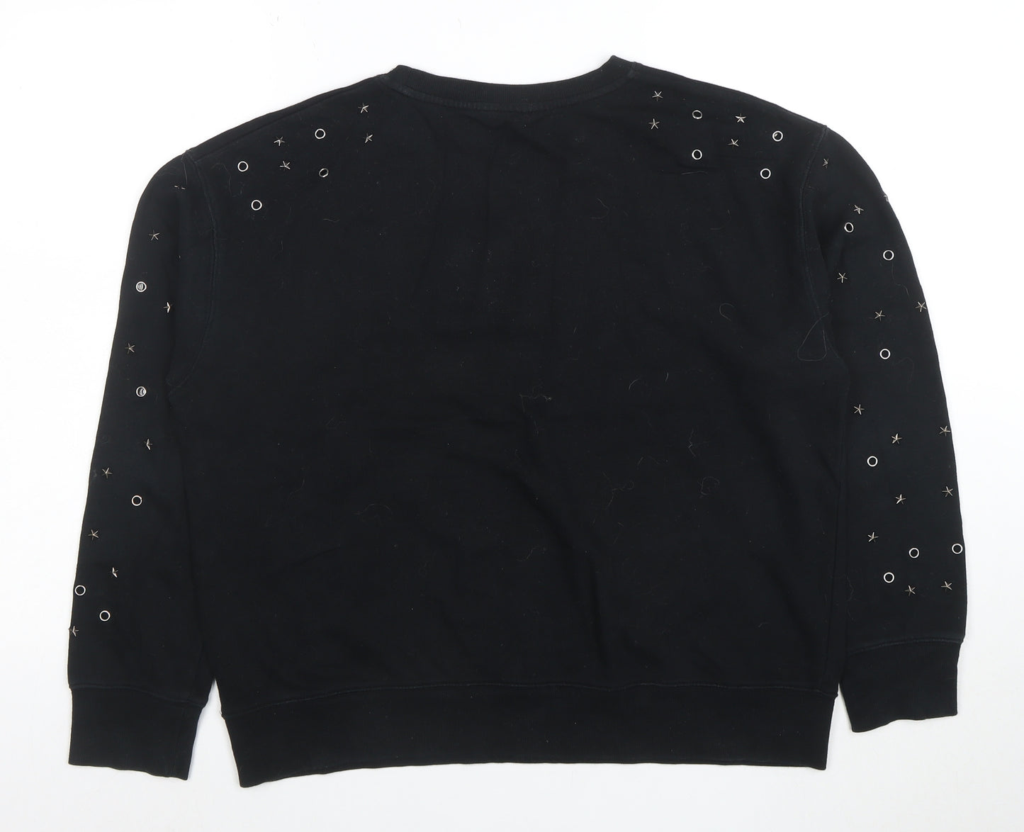 Hush Womens Black Studded Relaxed Pullover Sweatshirt Size L