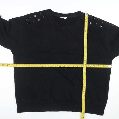 Hush Womens Black Studded Relaxed Pullover Sweatshirt Size L