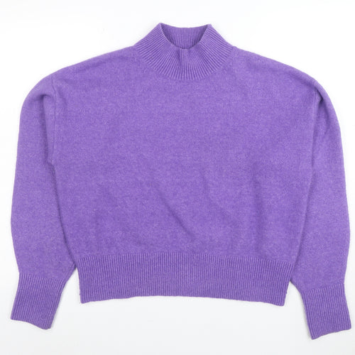 Anders Attelier Women's Purple Mock Neck Wool Blend Jumper S