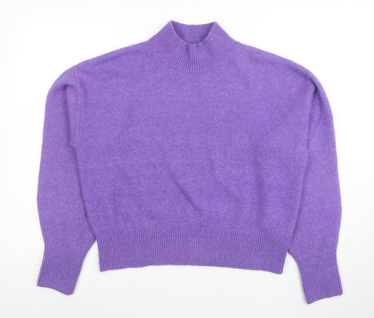 Anders Attelier Women's Purple Mock Neck Wool Blend Jumper S
