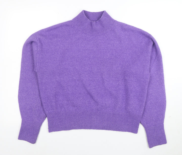 Anders Attelier Women's Purple Mock Neck Wool Blend Jumper S
