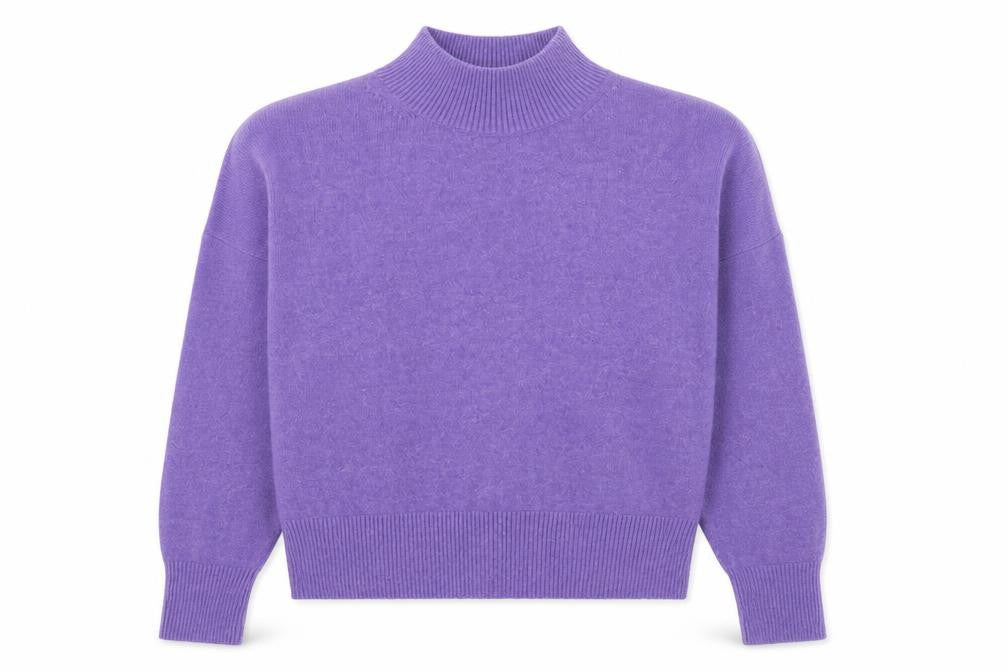 Front view of Anders Attelier Women's Purple Mock Neck Wool Blend Jumper S