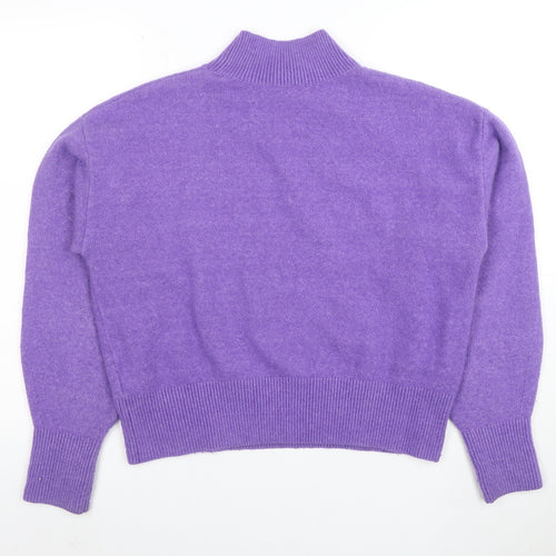 Anders Attelier Women's Purple Mock Neck Wool Blend Jumper S
