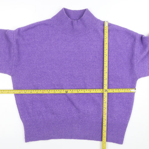 Anders Attelier Women's Purple Mock Neck Wool Blend Jumper S