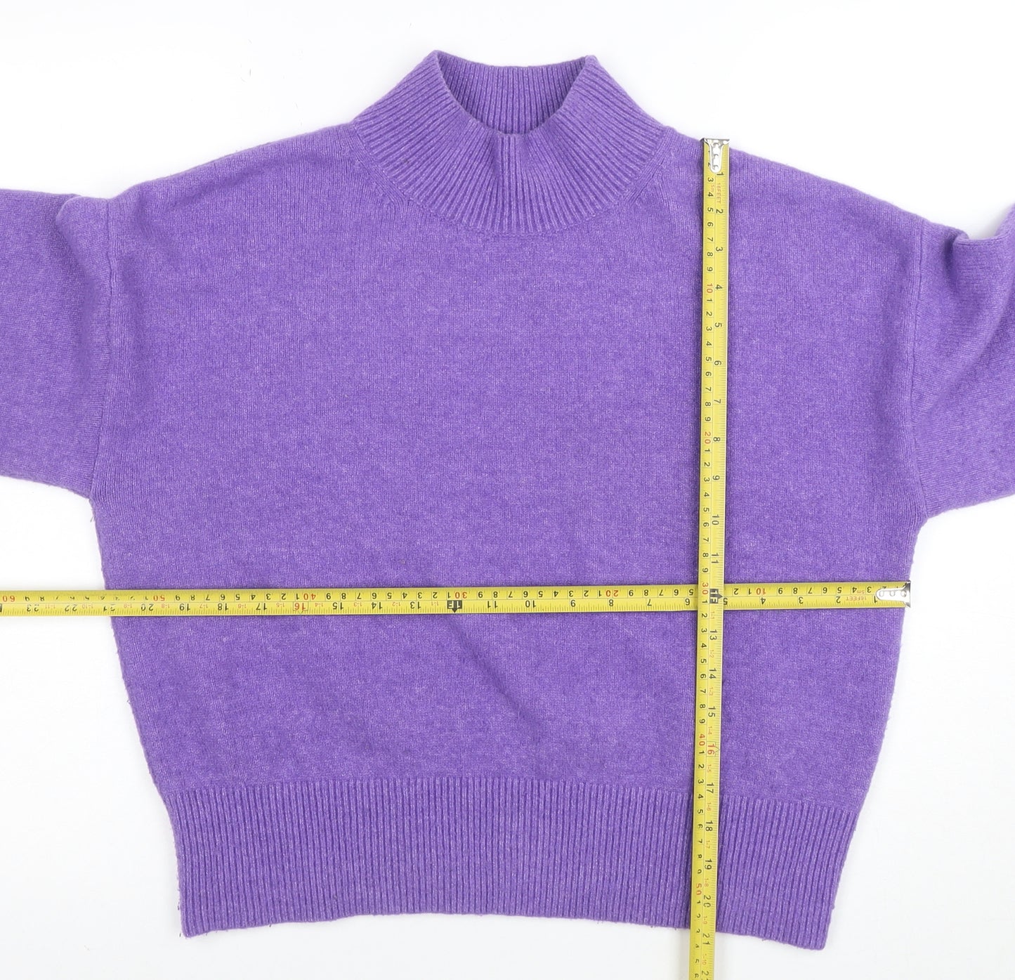 Anders Attelier Women's Purple Mock Neck Wool Blend Jumper S