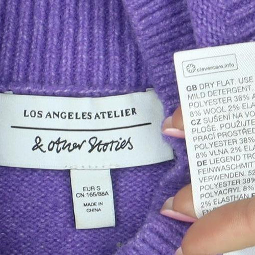 Anders Attelier Women's Purple Mock Neck Wool Blend Jumper S
