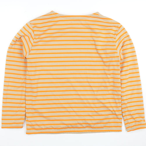 FieldCore Women's Beige Orange Striped Pullover Sweatshirt Size M