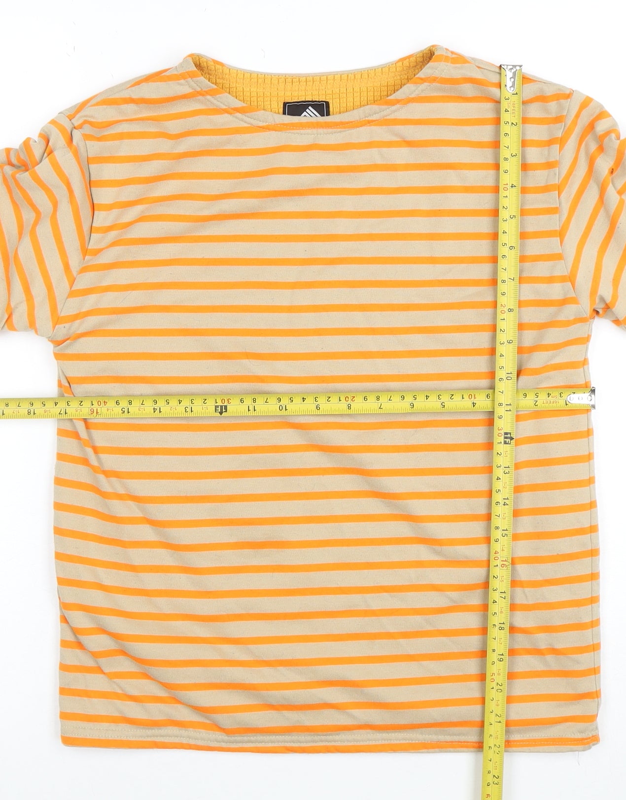 FieldCore Women's Beige Orange Striped Pullover Sweatshirt Size M