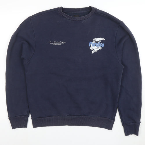 River Island Men's Blue Graphic Print Sweatshirt Size S