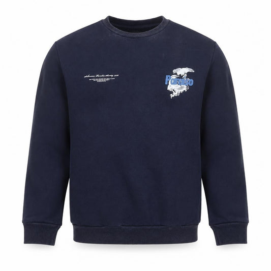 Front view of River Island Men's Blue Graphic Print Sweatshirt, size S