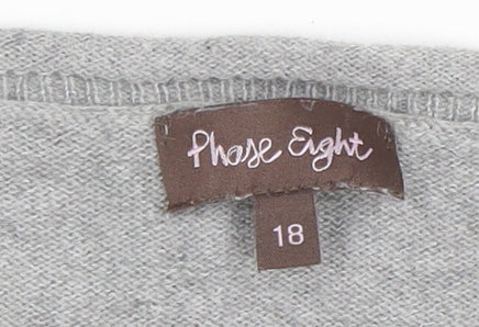 Phase Eight Women's Grey Lace Hem 3/4 Sleeve Jumper Size 18