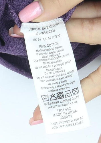 Seasalt Cornwall Women’s Purple Cotton Sweatshirt XL Relaxed Fit