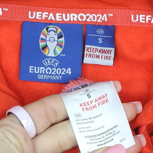 UEFA Euro 2024 England Men's Red Hoodie Small Cotton Blend Pullover