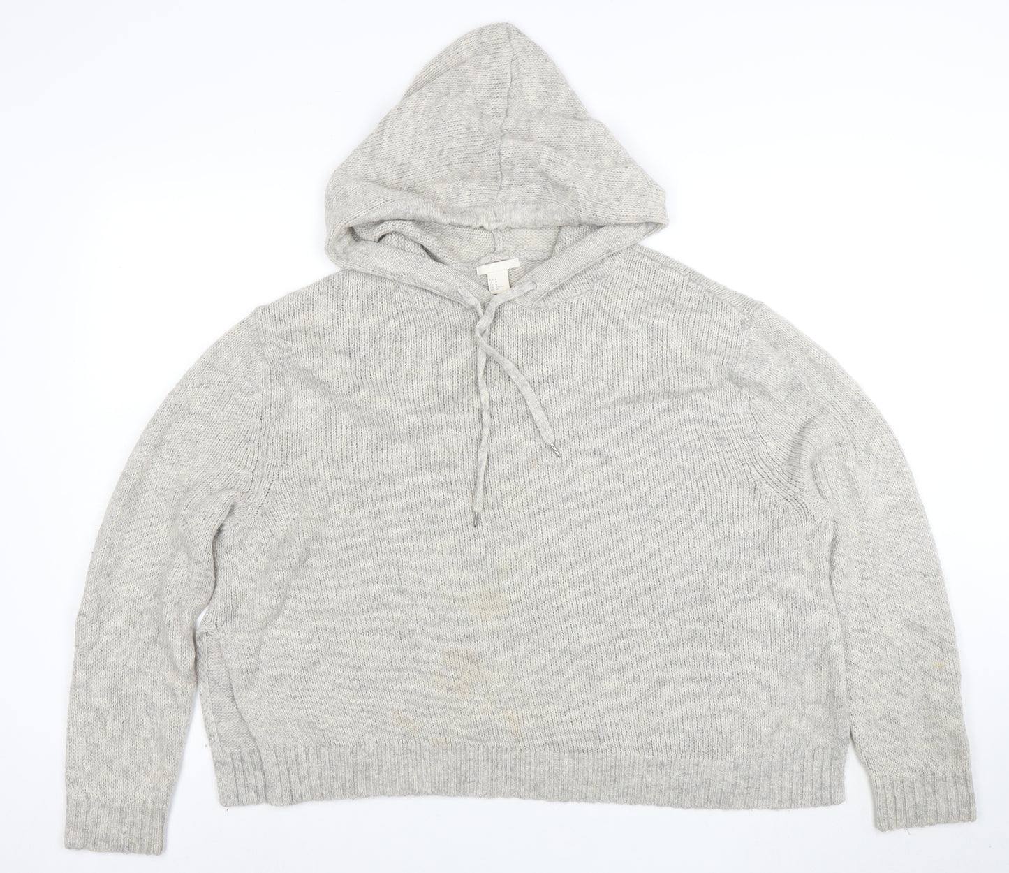 H&M Women’s Grey Hooded Wool Blend Knit Jumper Size 12 M