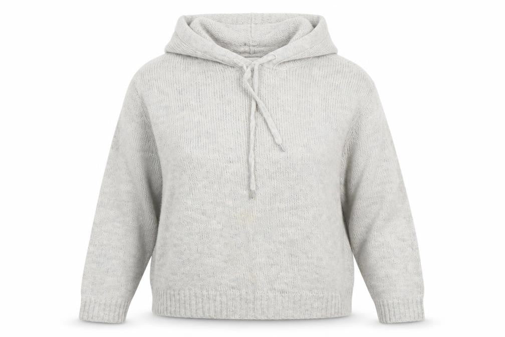 H&M Women’s Grey Hooded Wool Blend Knit Jumper Size 12 M