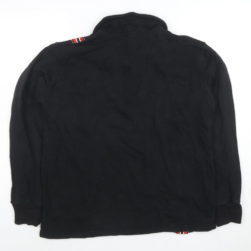 PASDEMER Men's Black L 1/4 Zip Collared Striped Sweatshirt