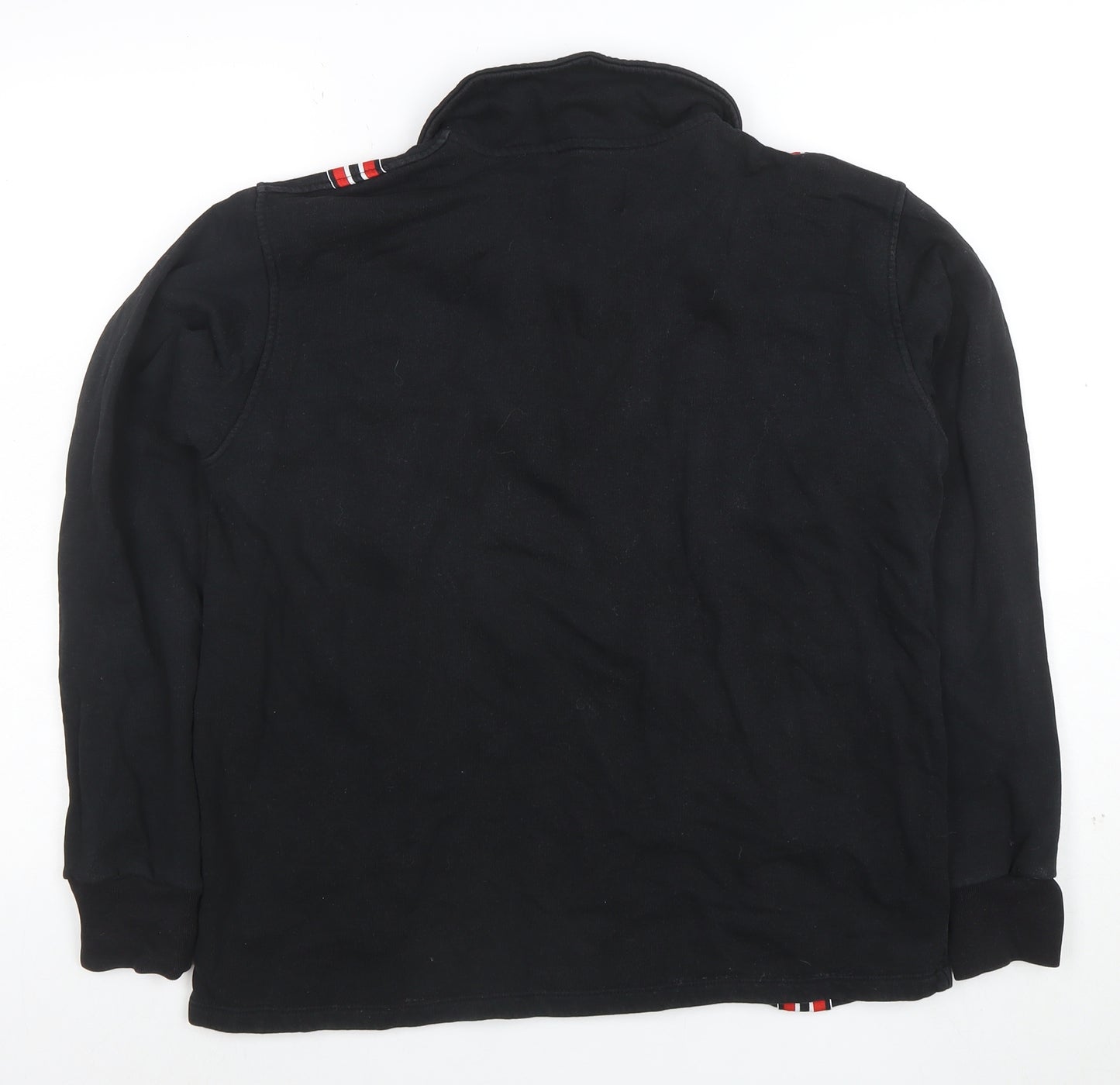 PASDEMER Men's Black L 1/4 Zip Collared Striped Sweatshirt