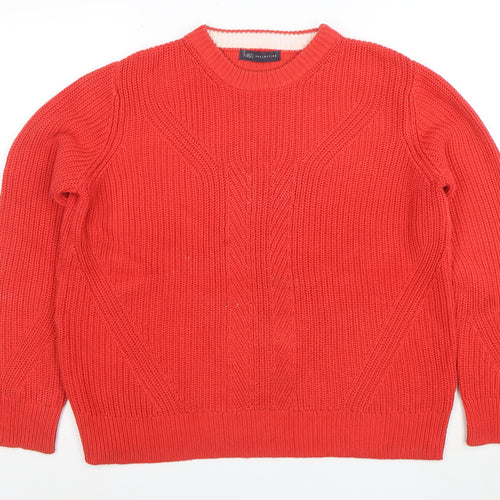 Marks and Spencer Women’s Red Cotton Chunky Knit Jumper Size M