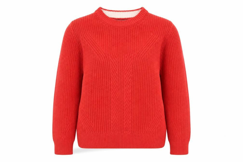 Marks and Spencer Women’s Red Cotton Chunky Knit Jumper Size M