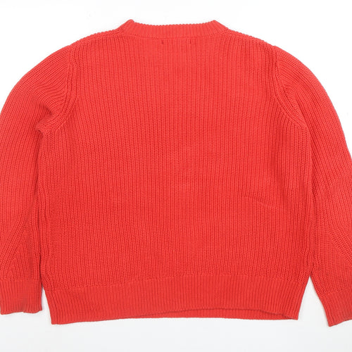 Marks and Spencer Women’s Red Cotton Chunky Knit Jumper Size M