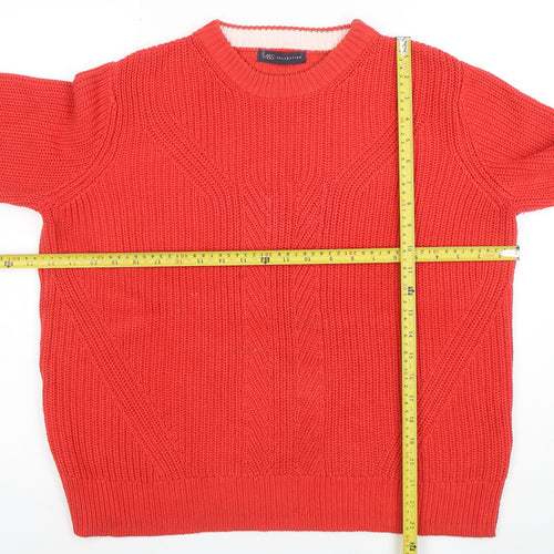 Marks and Spencer Women’s Red Cotton Chunky Knit Jumper Size M