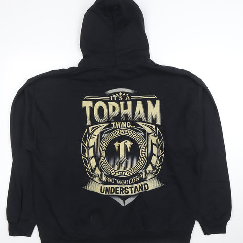 Gildan Men's Black XL Pullover Hoodie Graphic Print Fleece