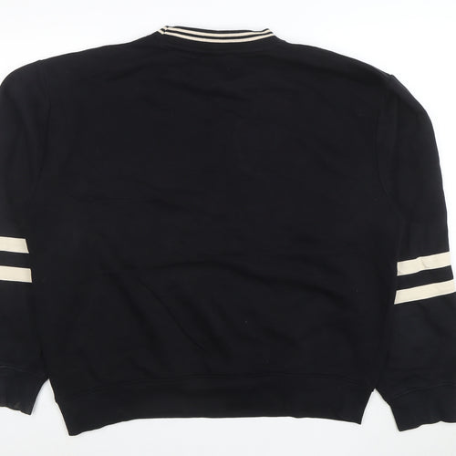 Ellesse Women Black Beige Stripe Crew Neck Sweatshirt UK14