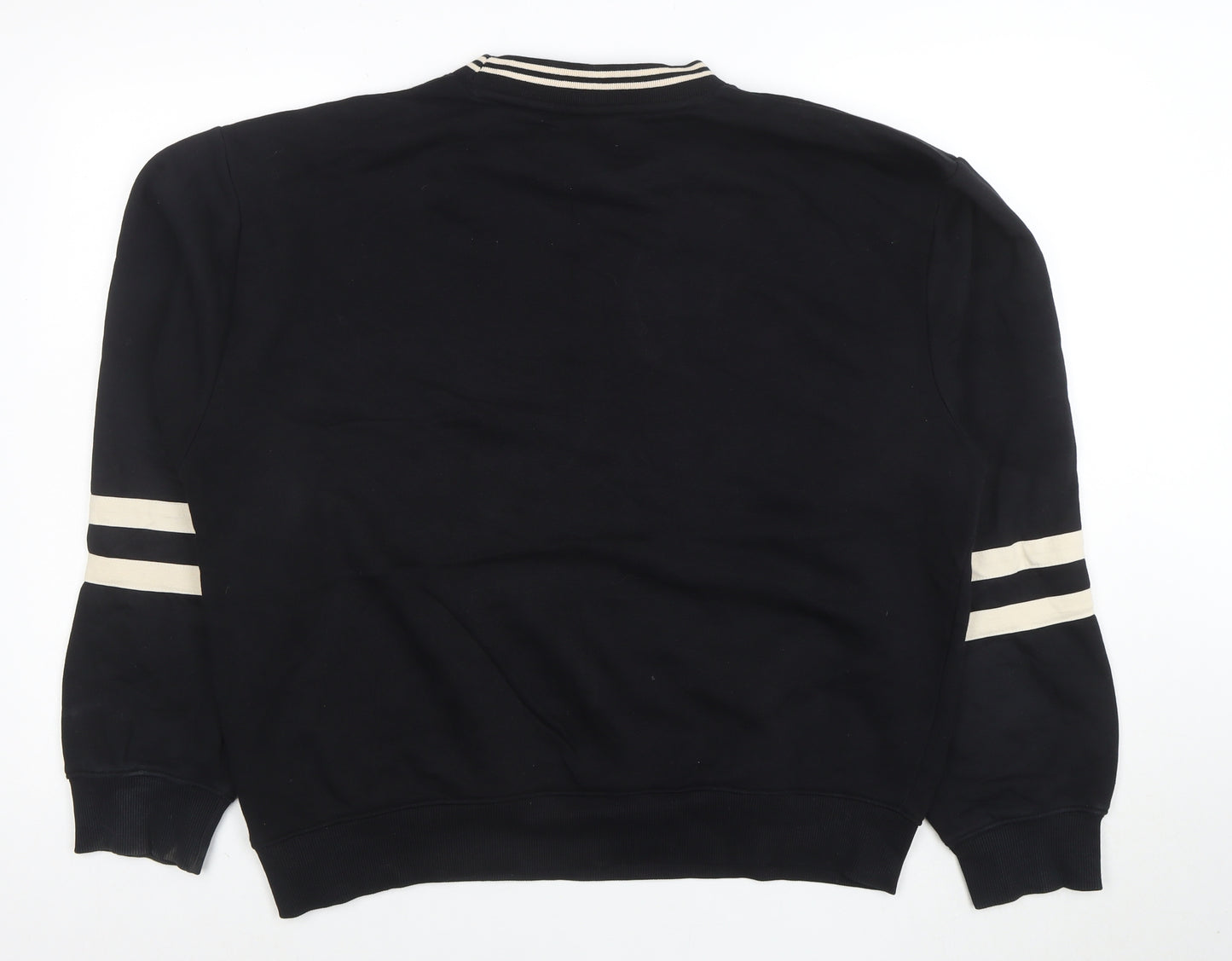 Ellesse Women Black Beige Stripe Crew Neck Sweatshirt UK14