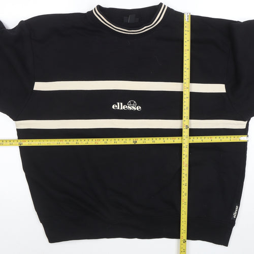 Ellesse Women Black Beige Stripe Crew Neck Sweatshirt UK14