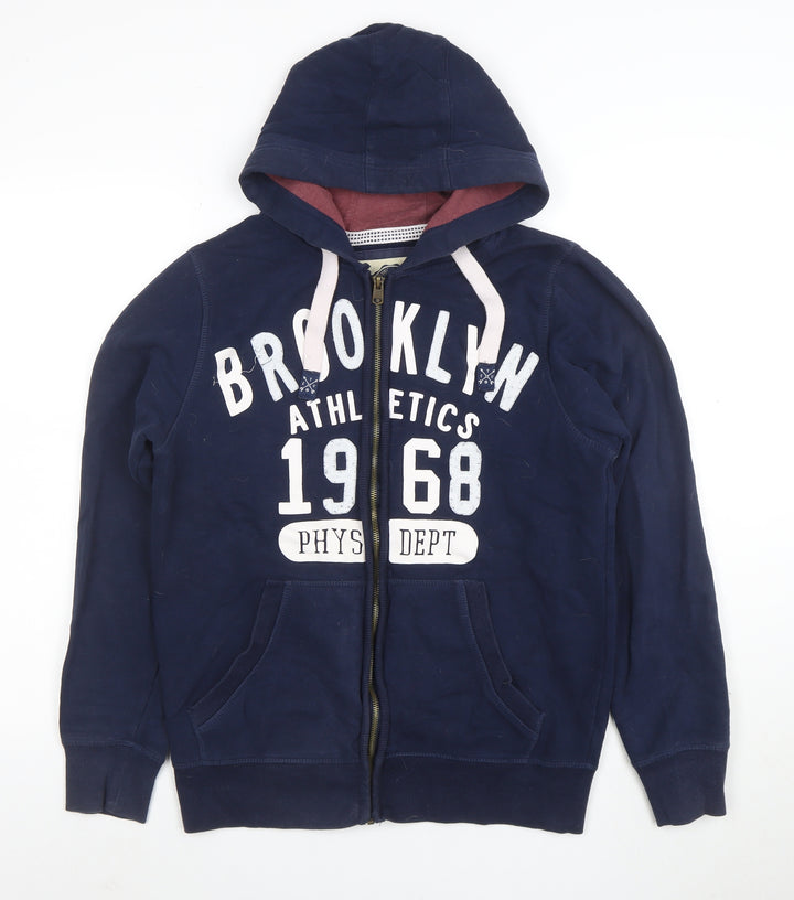 TVOE Men’s Blue Full Zip Hoodie S Brooklyn Athletics 1968 Graphic