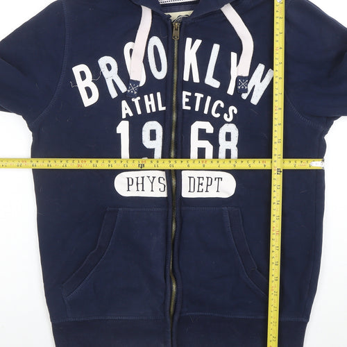 TVOE Men’s Blue Full Zip Hoodie S Brooklyn Athletics 1968 Graphic