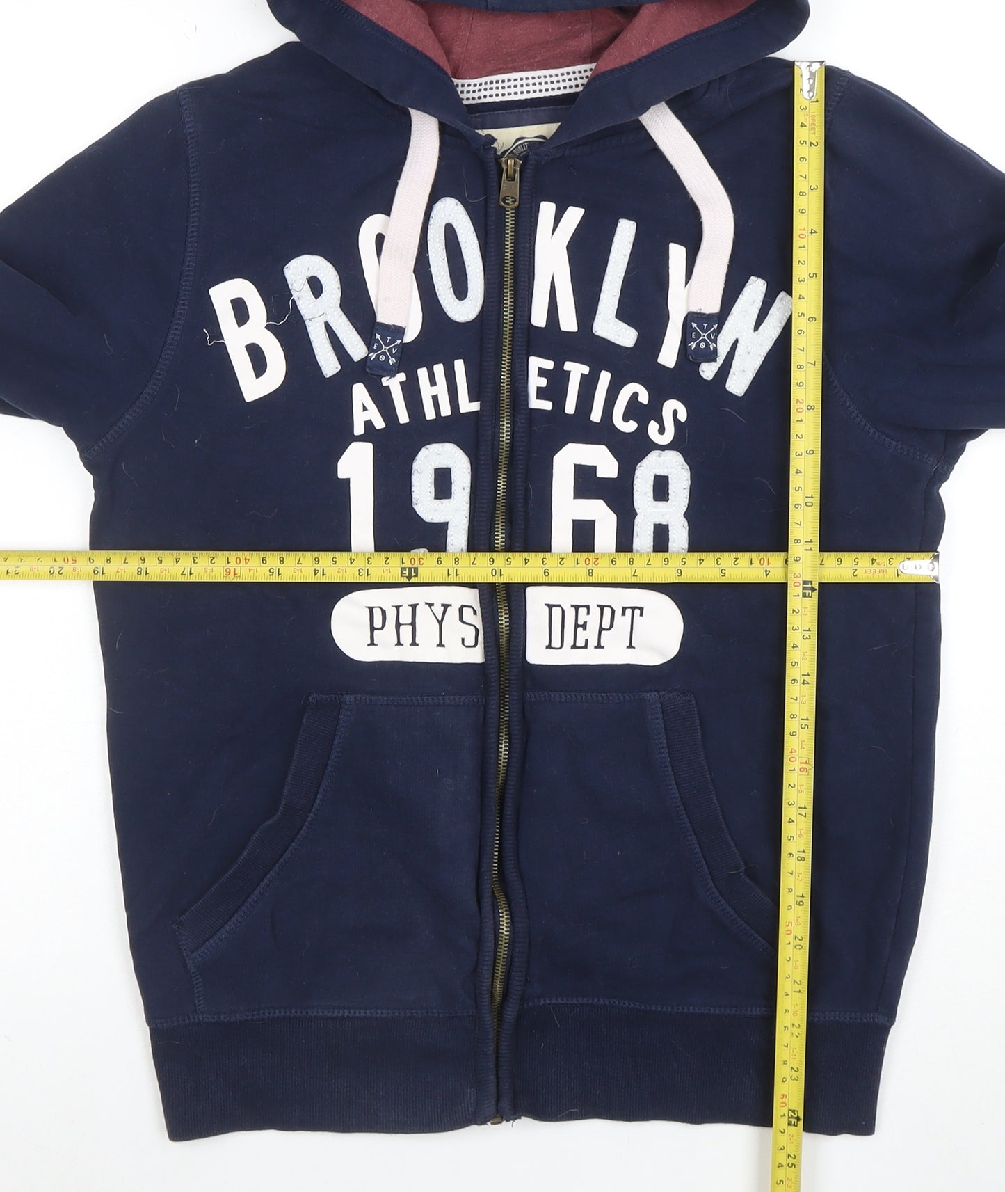 TVOE Men’s Blue Full Zip Hoodie S Brooklyn Athletics 1968 Graphic
