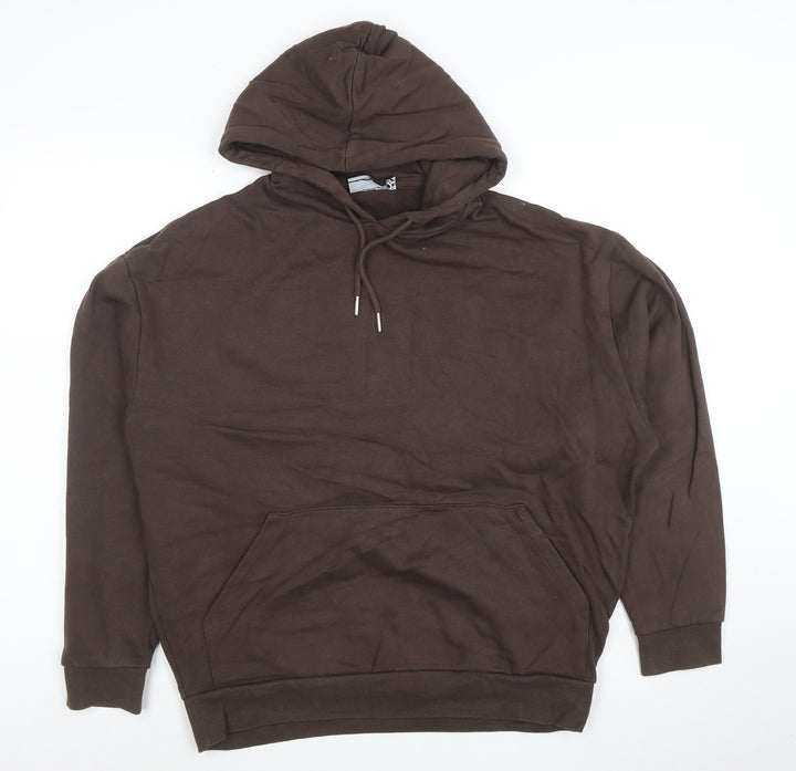 ASOS DESIGN Men's Brown Pullover Hoodie Size M Regular Fit Cotton Blend