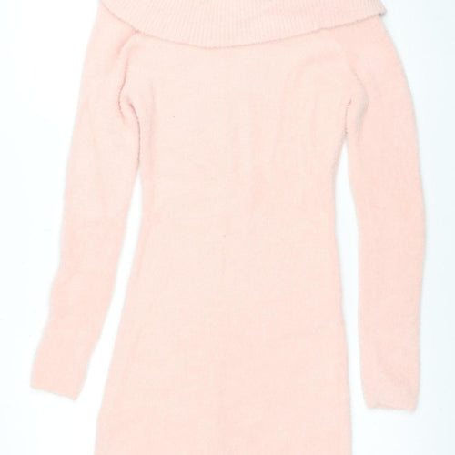 ASOS Women’s Pink Off Shoulder Knit Jumper Dress Size 12