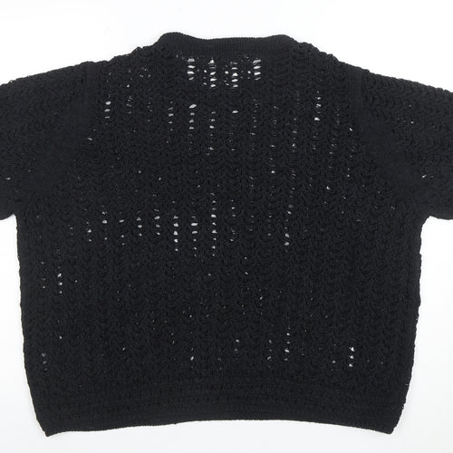 Marks and Spencer Women's Black XL Crochet Knit Short Sleeve Top