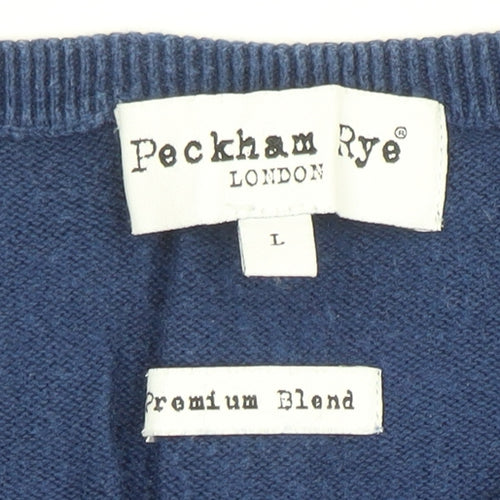 Peckham Rye Women’s Blue Cotton Cashmere Crew Neck Jumper L