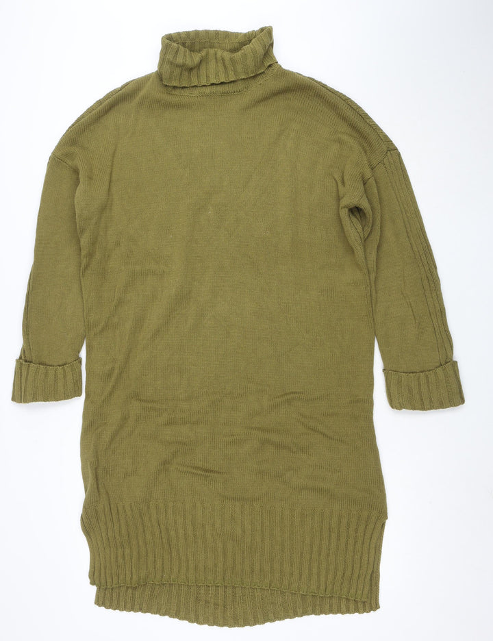 Next Women’s Green Roll Neck Long Sleeve Jumper Dress Size L