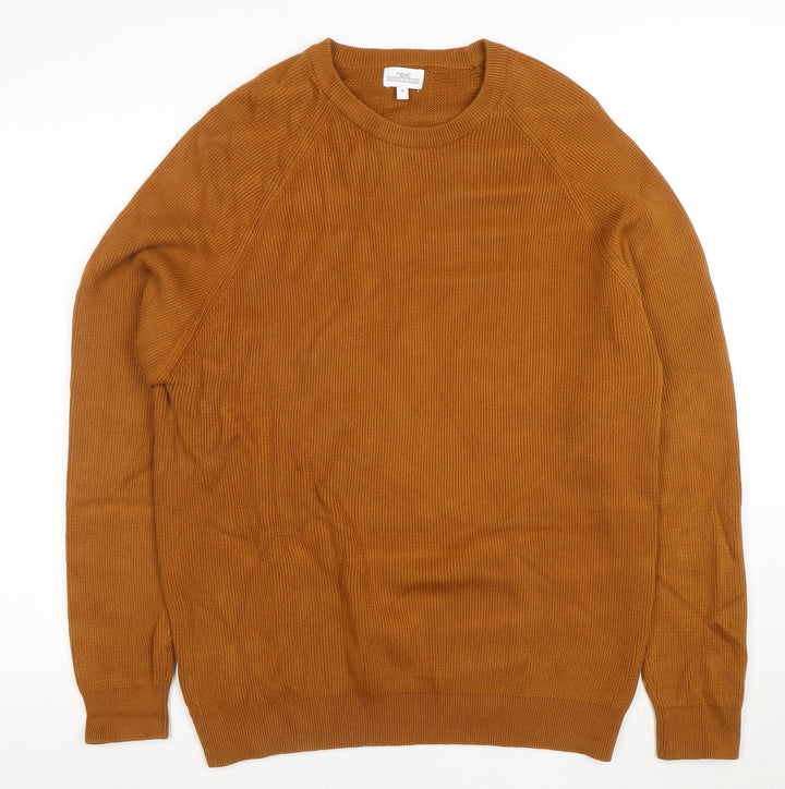 Next Men's Brown XL Cotton Knit Crew Neck Jumper