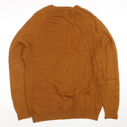 Next Men's Brown XL Cotton Knit Crew Neck Jumper