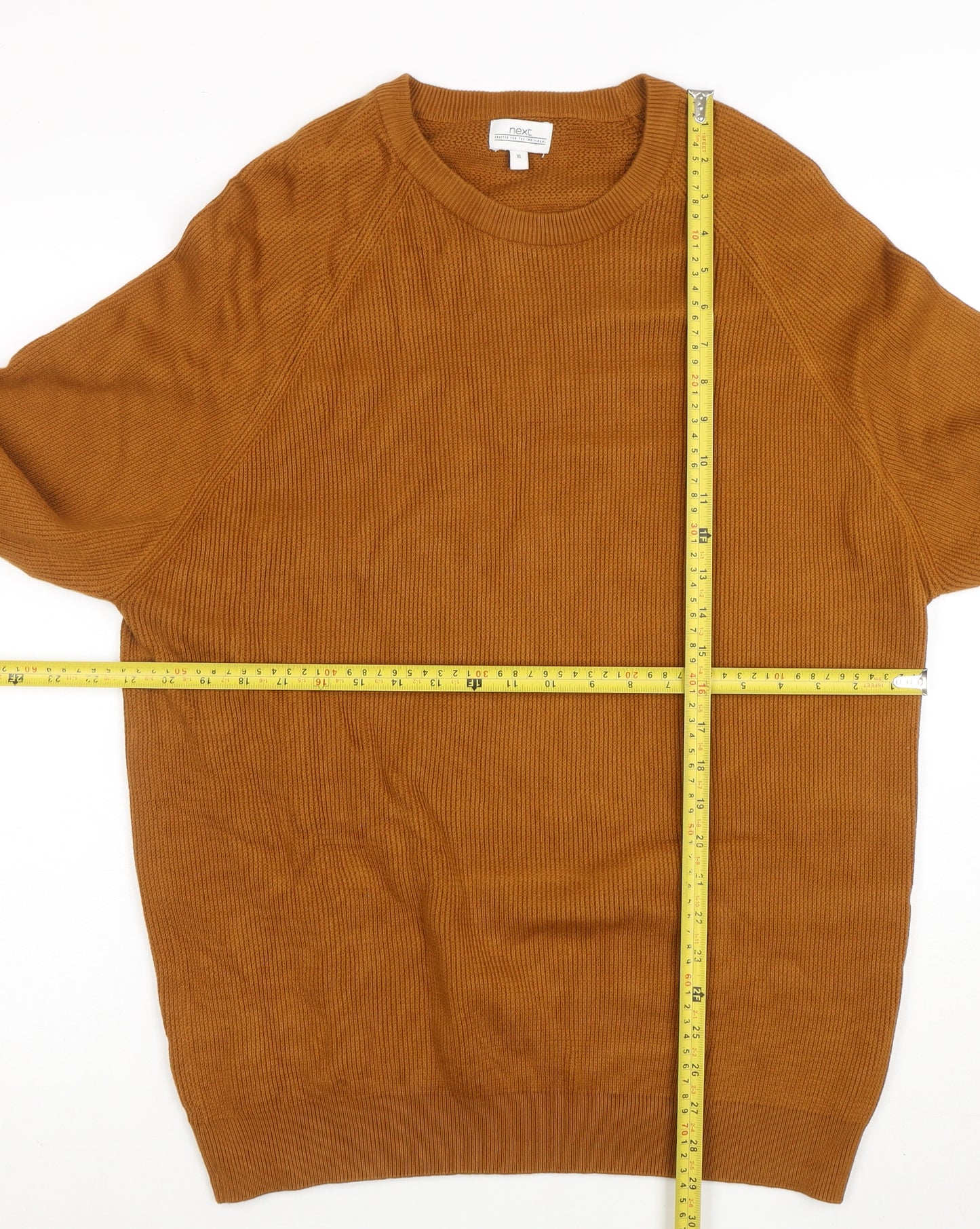 Next Men's Brown XL Cotton Knit Crew Neck Jumper