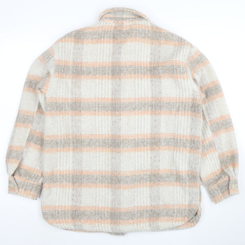 New Look Women's Beige Checked Wool Blend Shacket Size 10