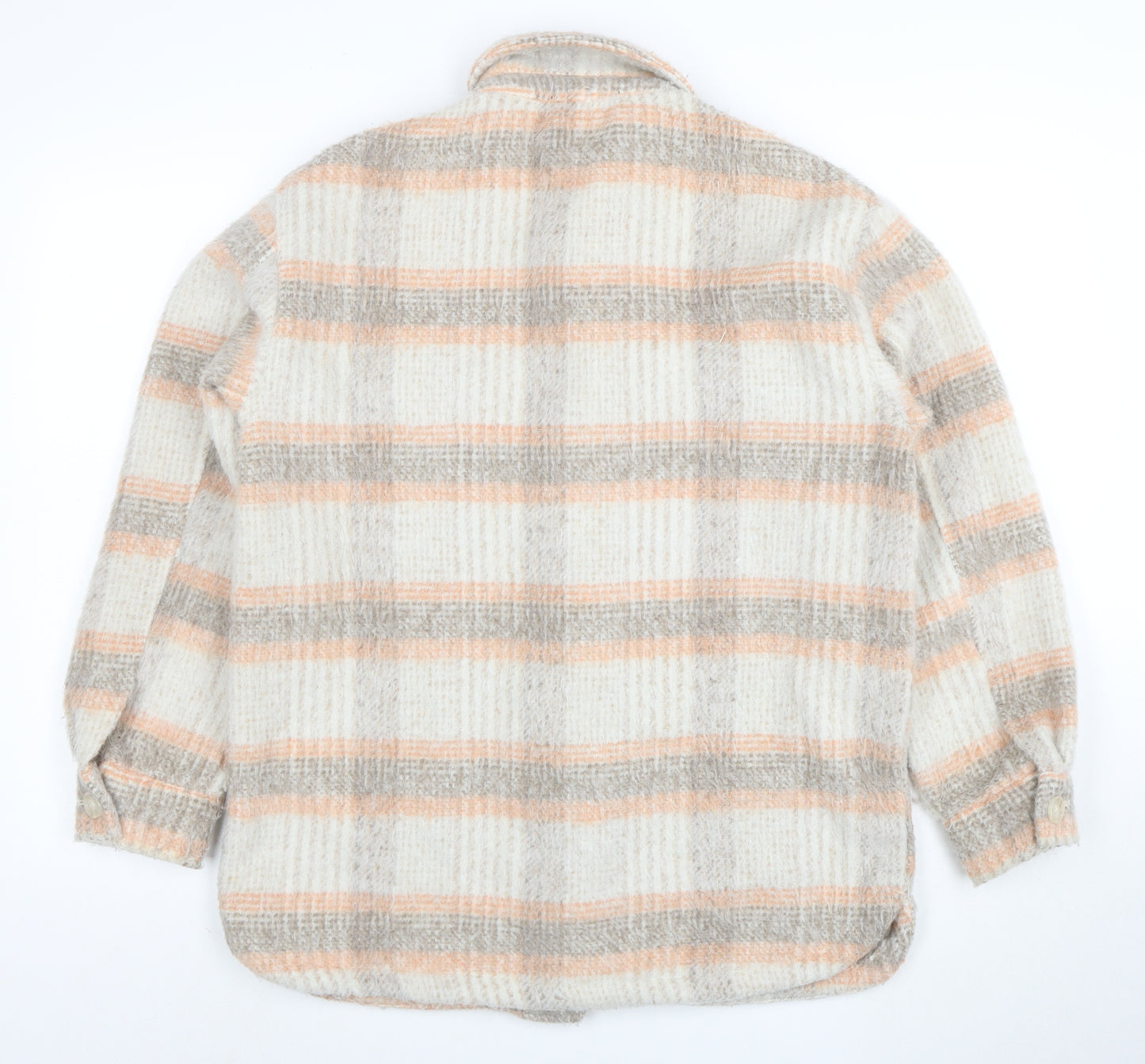 New Look Women's Beige Checked Wool Blend Shacket Size 10