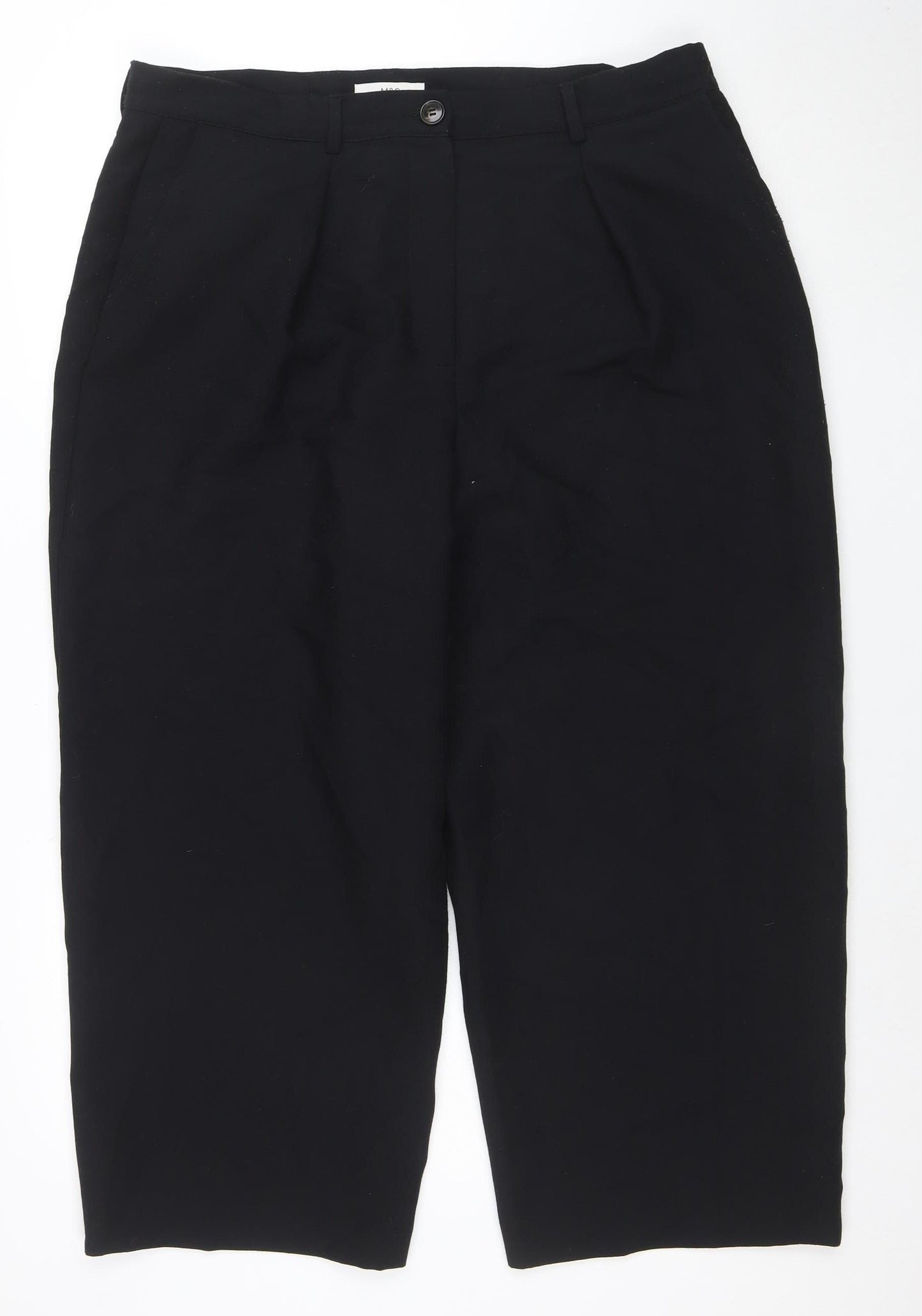 Marks and Spencer Womens Black Stretch Trousers Size 18 Short