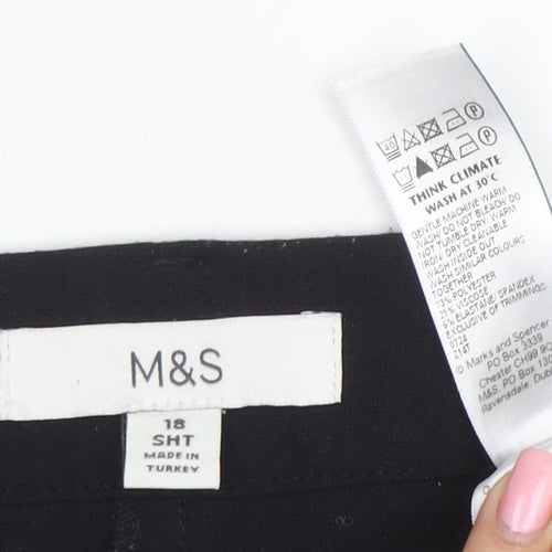 Marks and Spencer Womens Black Stretch Trousers Size 18 Short